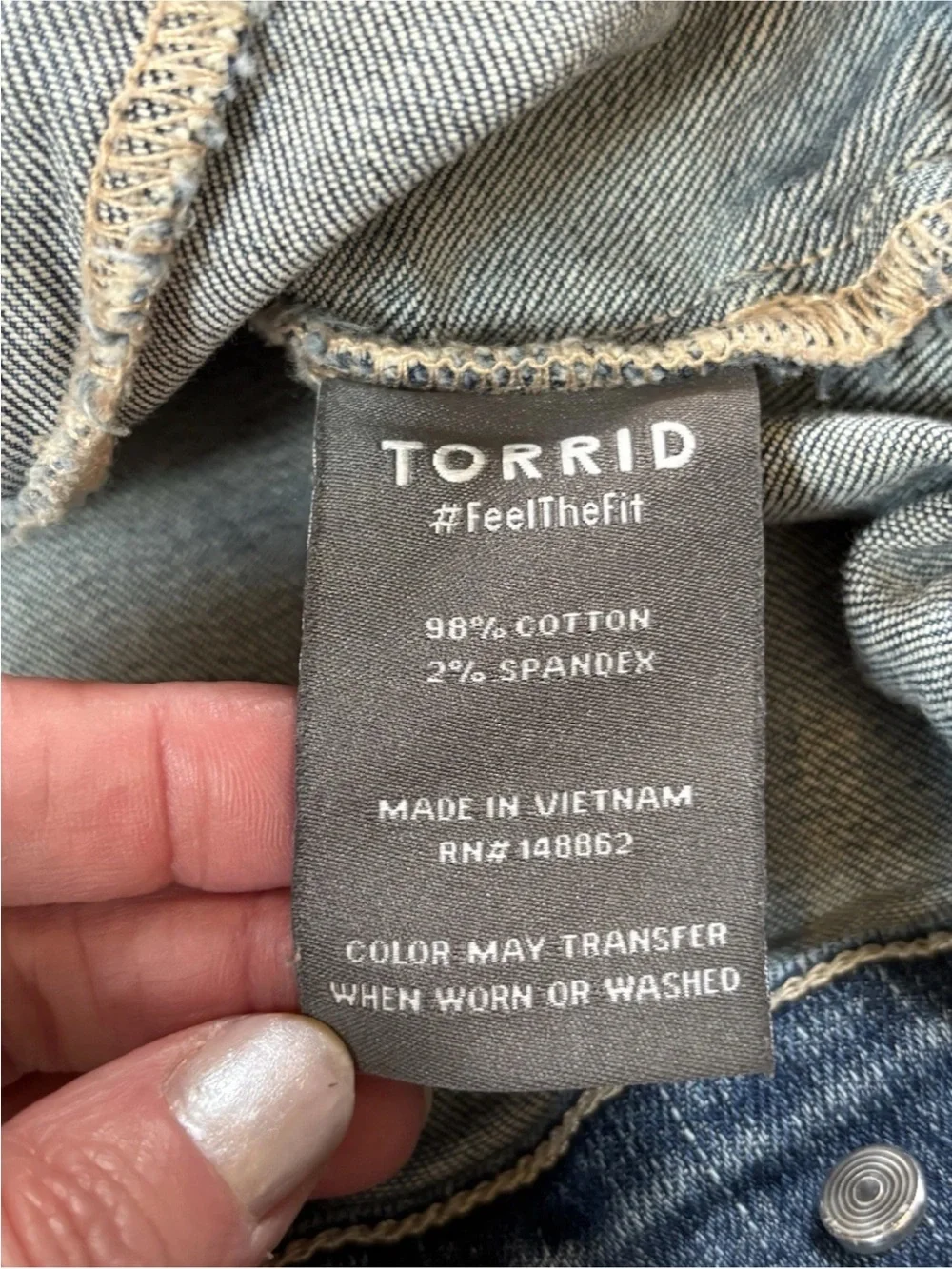 Torrid Size 3 Blue Distressed Stretch Denim Jacket
